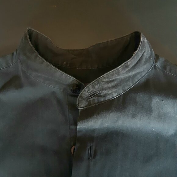 Bosa Mandarin Collar SZ M Men's Black Cotton Button Up Shirt - Picture 8 of 12
